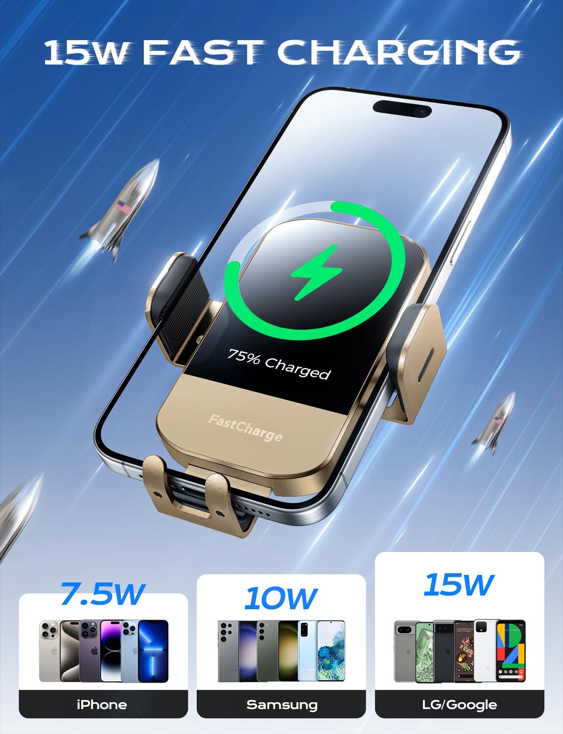 Foto 4 pulgar | Cargador De Coche Inalámbrico Chgeek, Soporte Para Teléfono De Carga Rápida De 15 W - Venta Internacional.