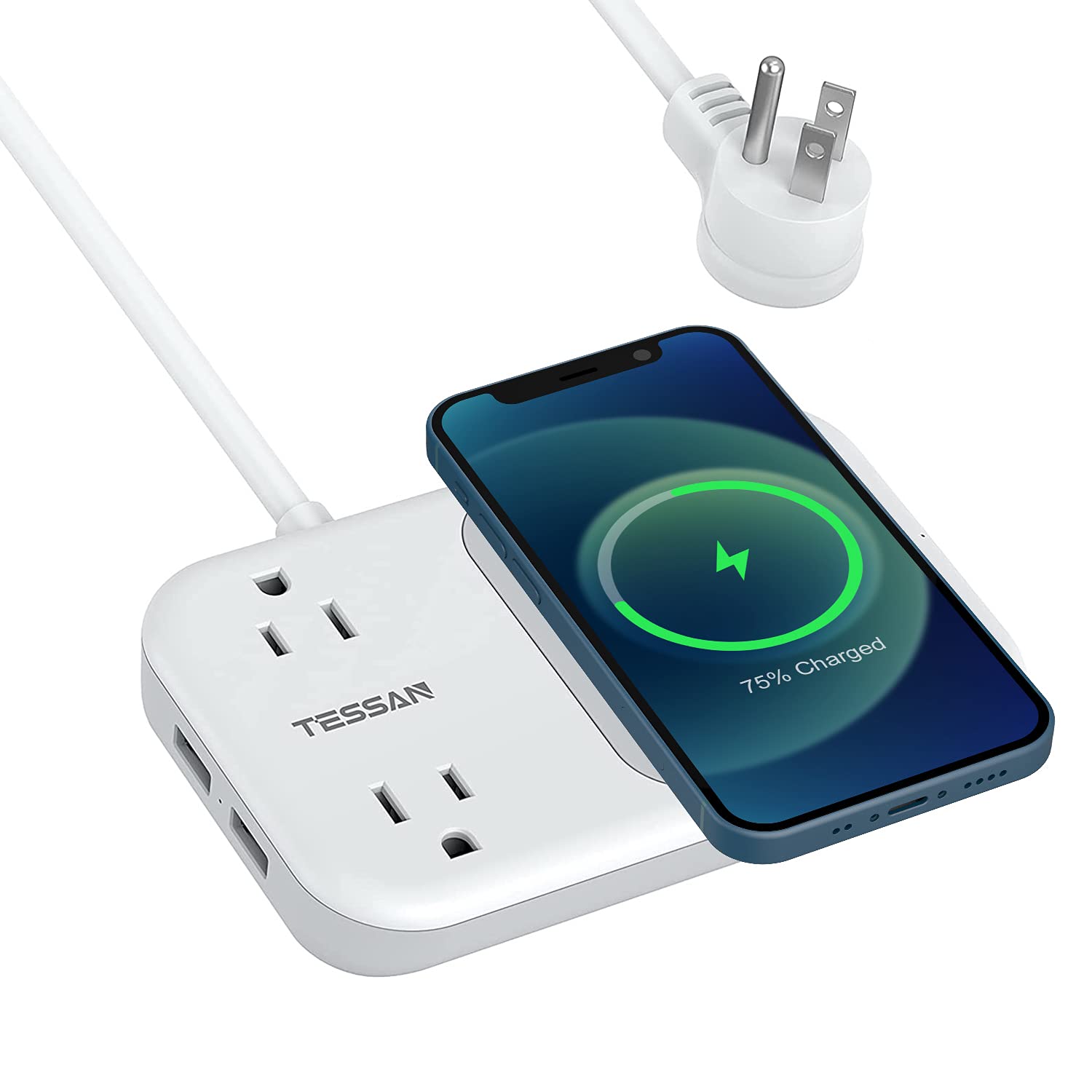 Foto 2 pulgar | Cargador Inalámbrico Power Strip Tessan Small De 2 Salidas, 2 Usb Y 1 Usb - Venta Internacional.