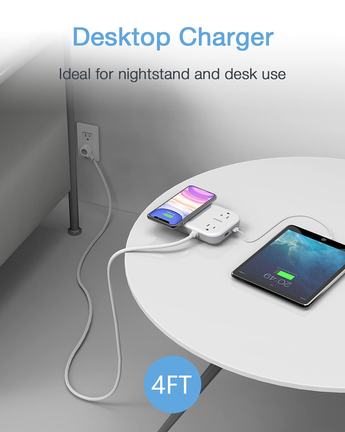 Foto 5 | Cargador Inalámbrico Power Strip Tessan Small De 2 Salidas, 2 Usb Y 1 Usb - Venta Internacional.