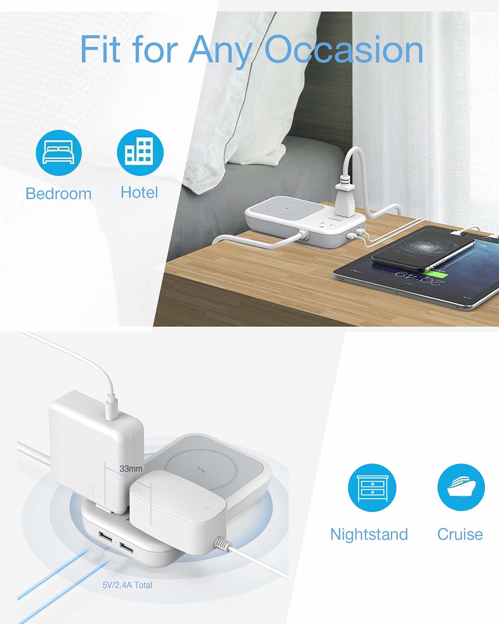 Foto 6 | Cargador Inalámbrico Power Strip Tessan Small De 2 Salidas, 2 Usb Y 1 Usb - Venta Internacional.