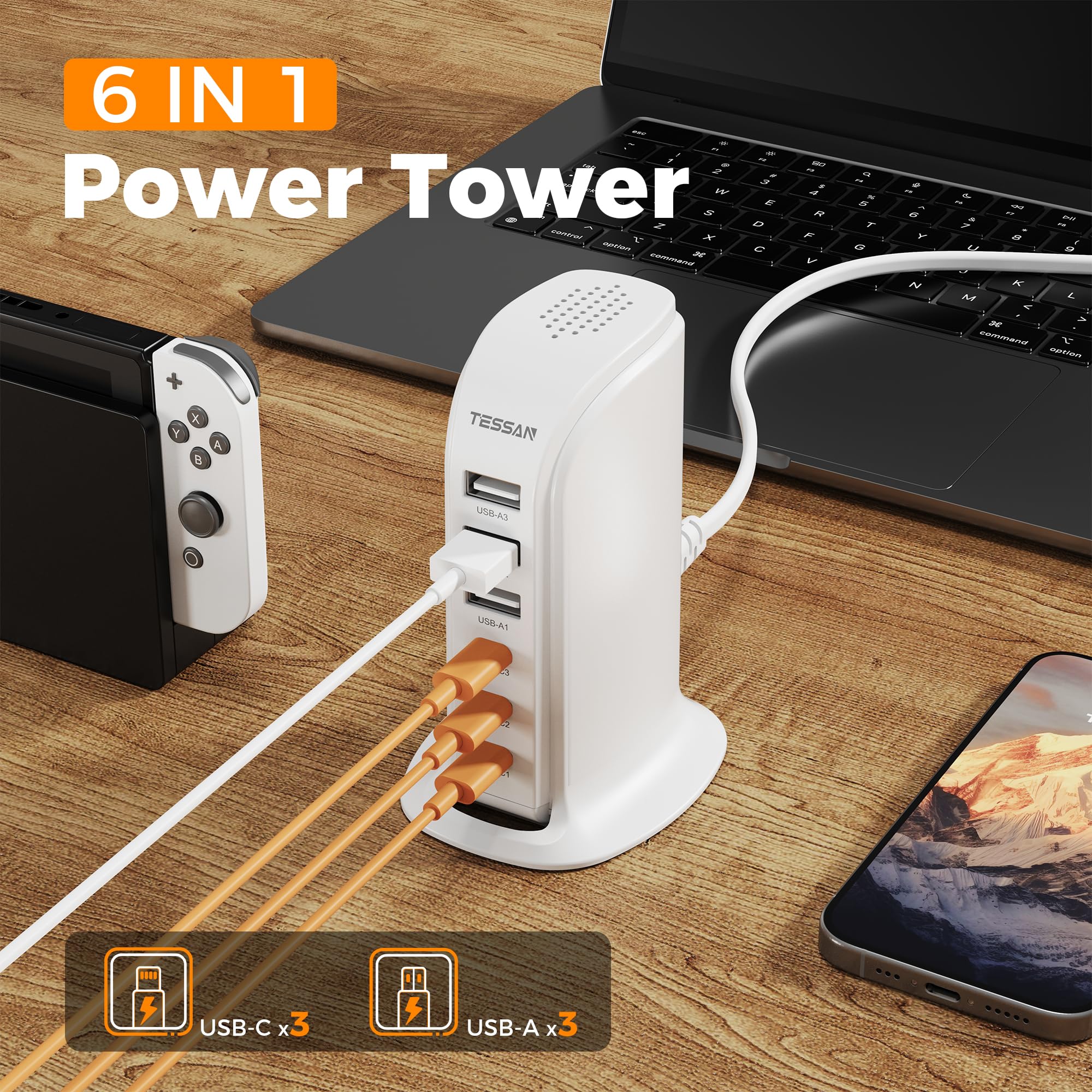 Foto 3 pulgar | Estación De Carga Usb Tessan 65w Para Múltiples Dispositivos - Venta Internacional.