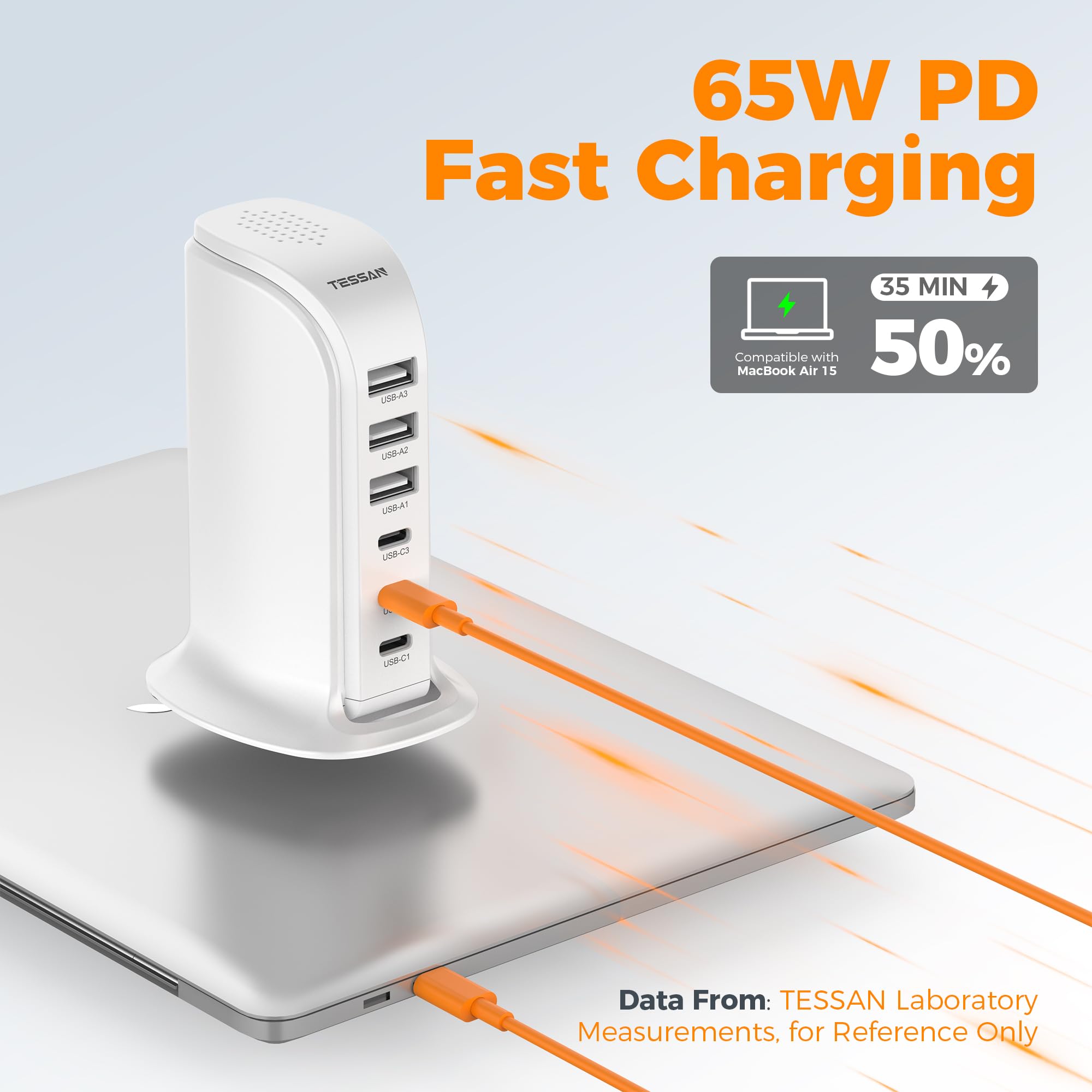 Foto 4 pulgar | Estación De Carga Usb Tessan 65w Para Múltiples Dispositivos - Venta Internacional.