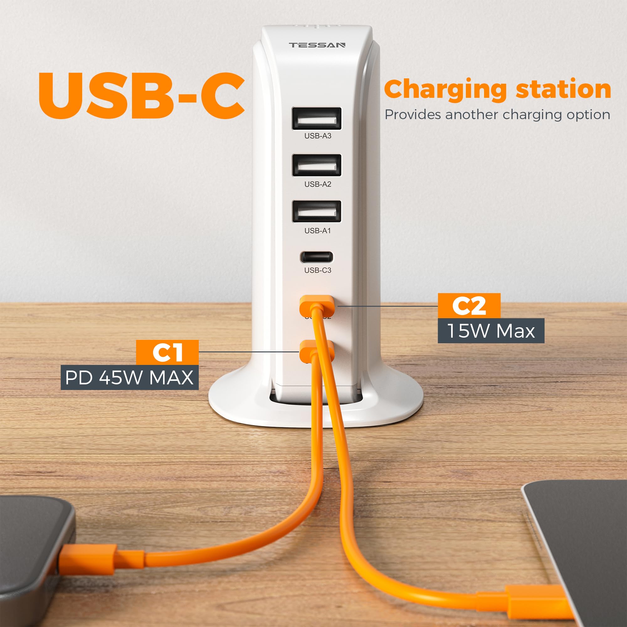 Foto 5 pulgar | Estación De Carga Usb Tessan 65w Para Múltiples Dispositivos - Venta Internacional.