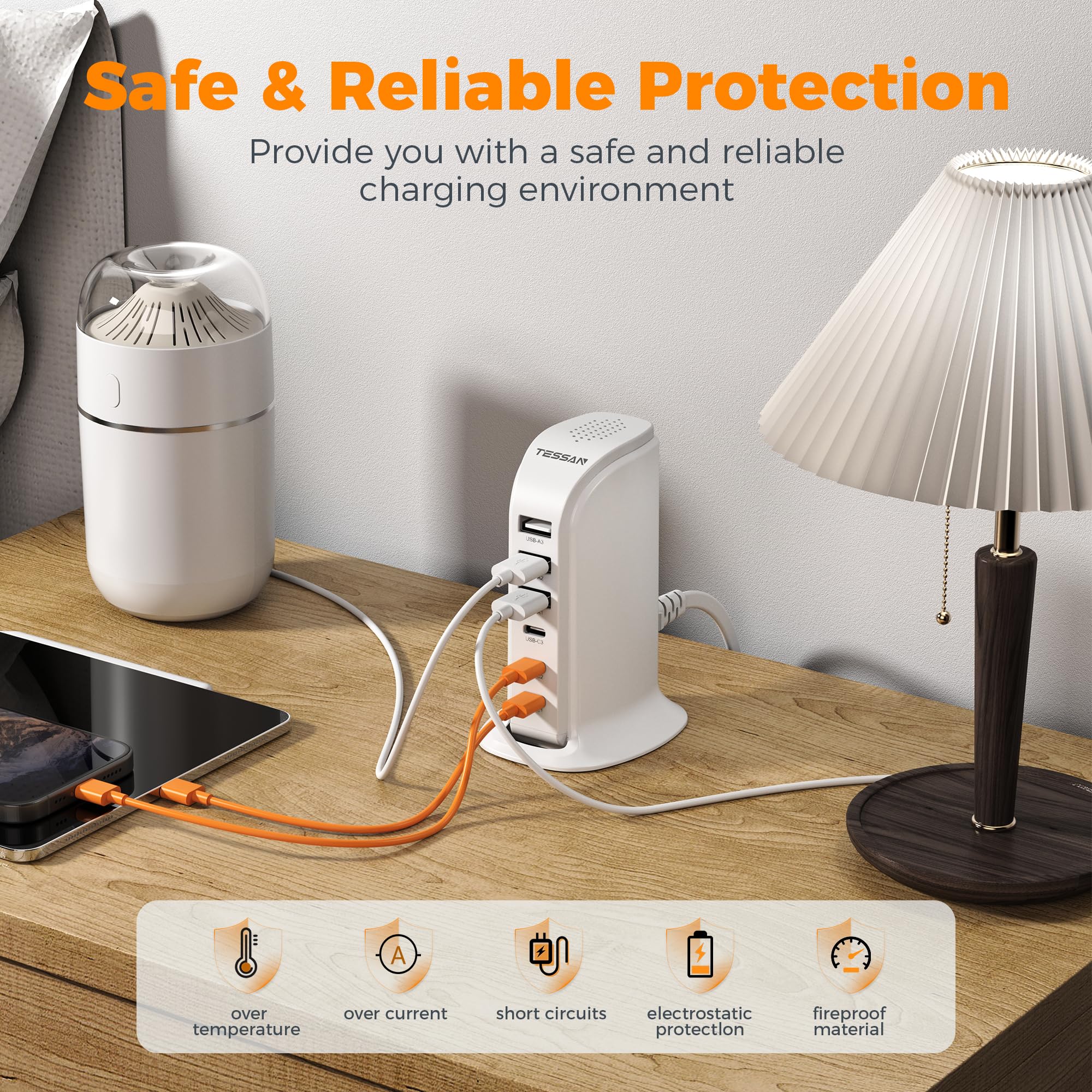 Foto 6 | Estación De Carga Usb Tessan 65w Para Múltiples Dispositivos - Venta Internacional.
