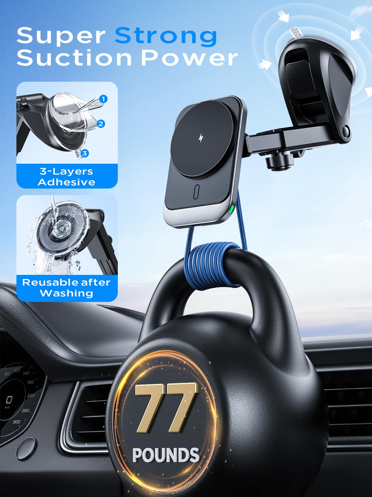 Foto 6 pulgar | Cargador De Coche Hinyx Para Iphone Inalámbrico Magsafe De 15 W - Venta Internacional.