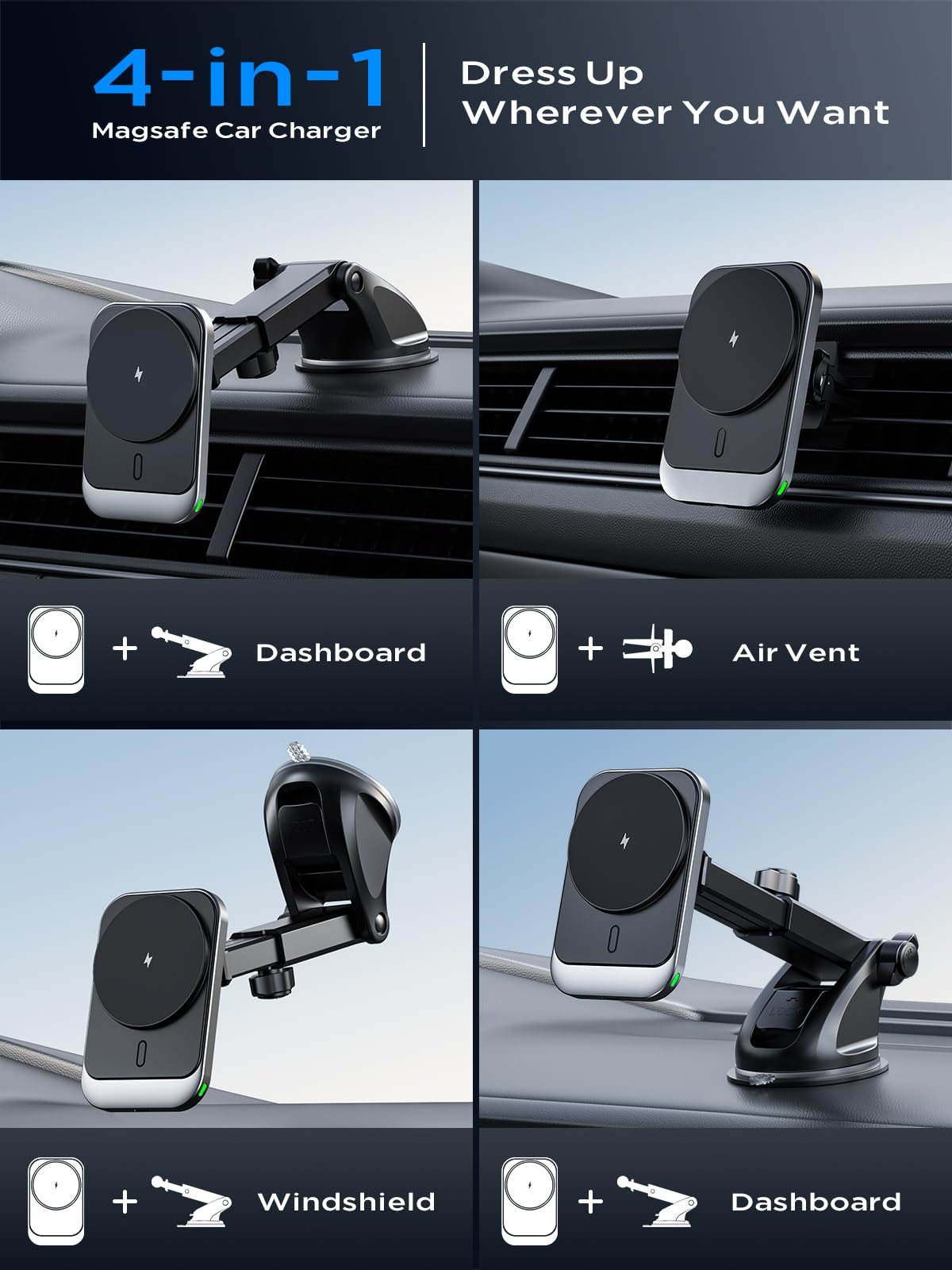 Foto 7 pulgar | Cargador De Coche Hinyx Para Iphone Inalámbrico Magsafe De 15 W - Venta Internacional.
