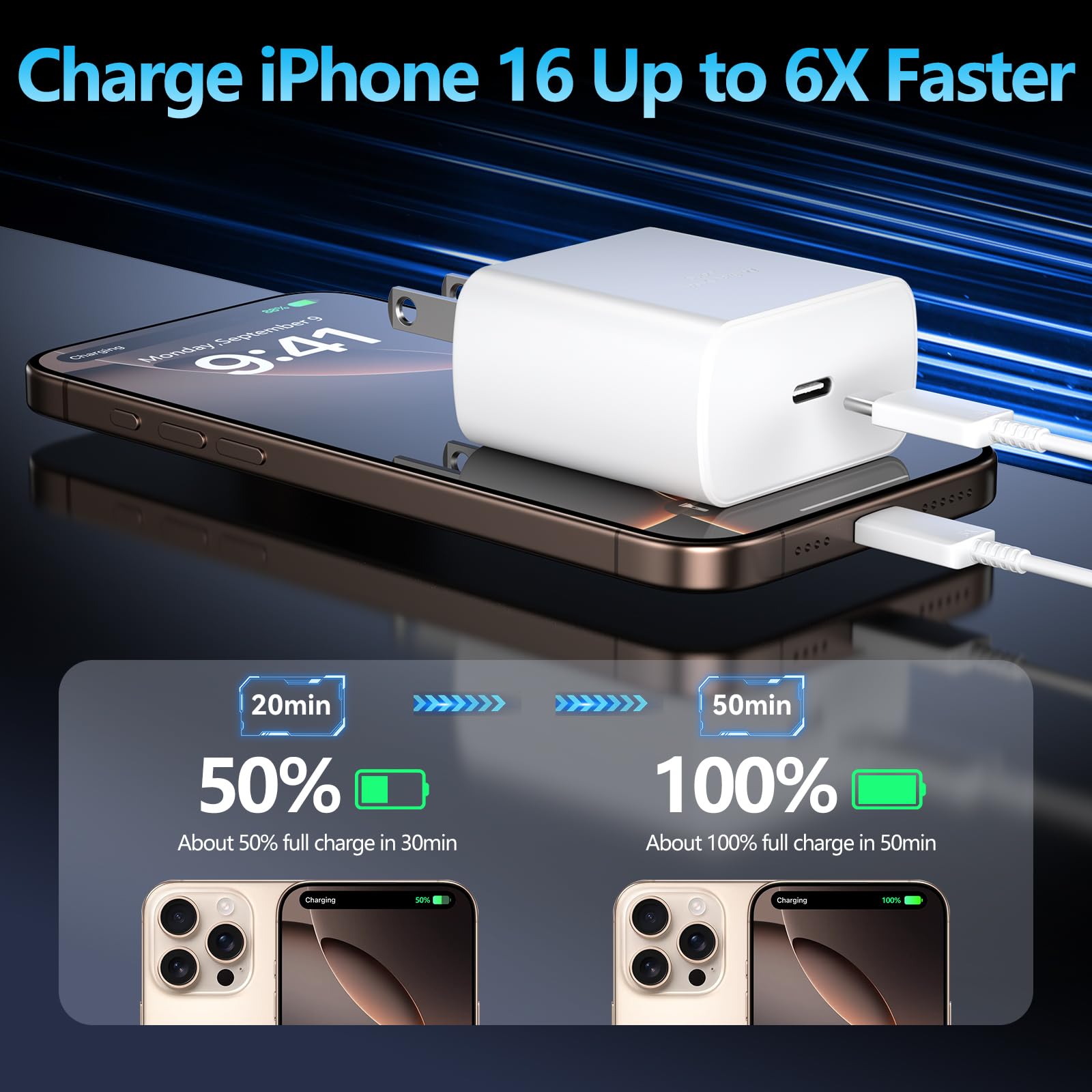 Foto 3 pulgar | Cargador Ubearkk De 45 W, Carga Súper Rápida Usb C Para Teléfono 16 - Venta Internacional.