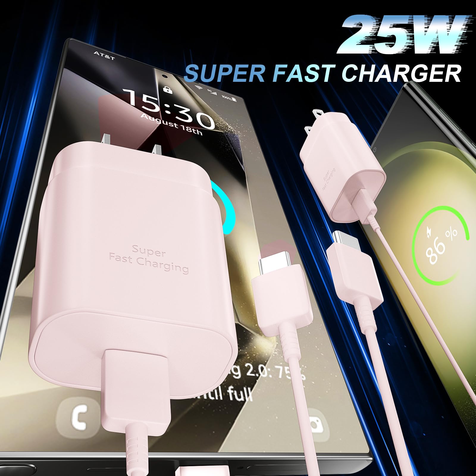 Foto 4 pulgar | Cargador Ubearkk S24 S23 Superrápido Tipo C De 25 W Con Cable De 10 Pies - Venta Internacional.
