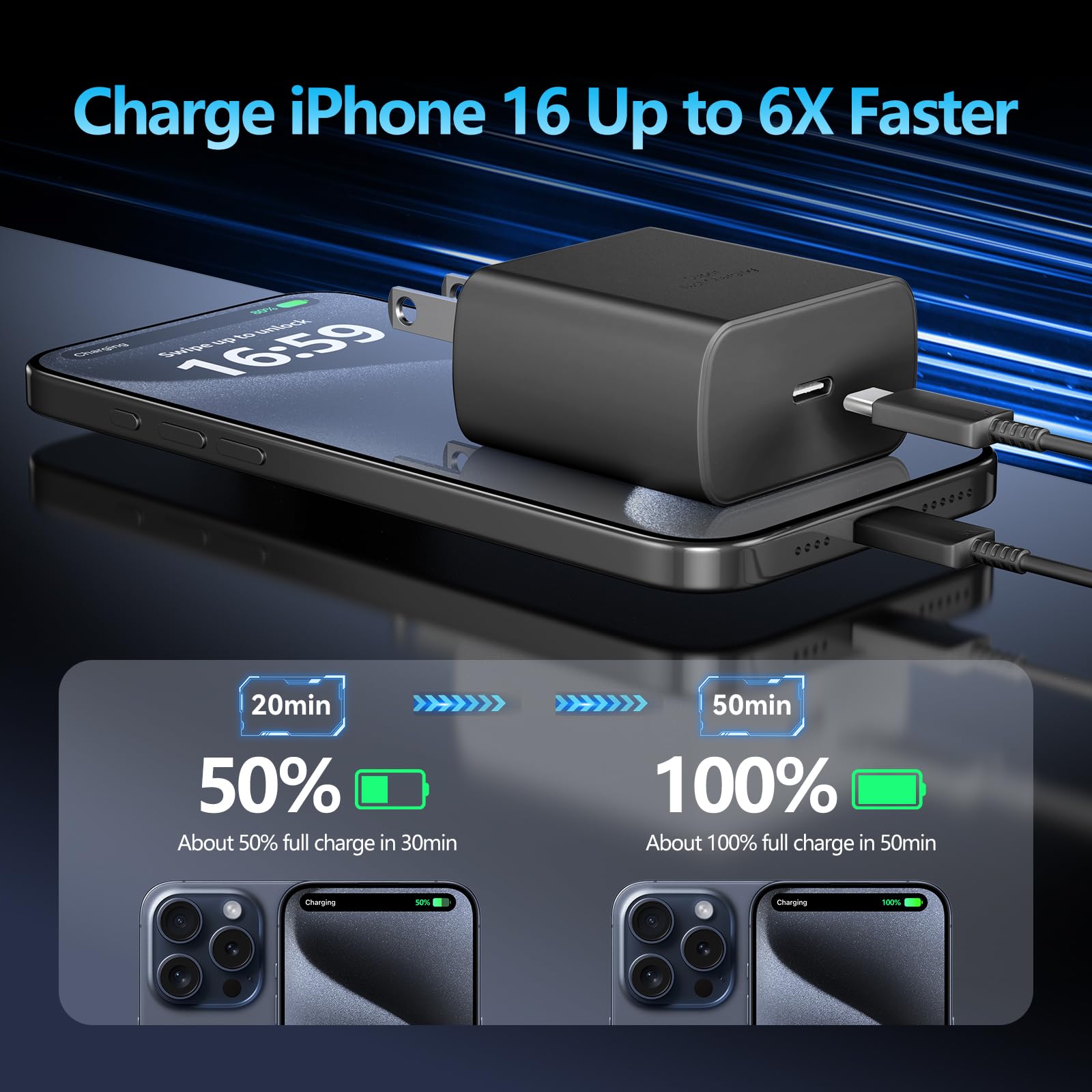 Foto 4 pulgar | Cargador Ubearkk De 45 W De Carga Superrápida Usb-c Para Teléfono 16 - Venta Internacional.