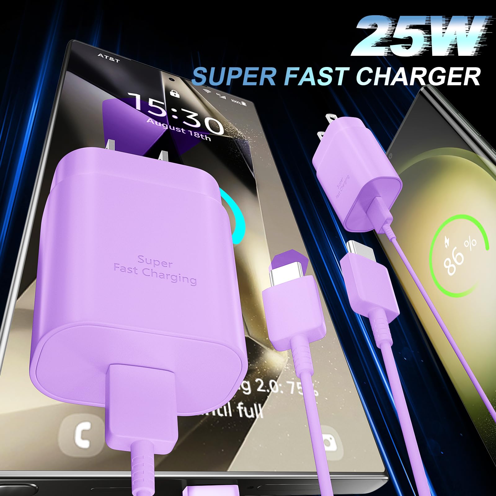 Foto 4 pulgar | Cargador Rápido Usb C Ubearkk 25w Para Samsung Galaxy S25 Purple - Venta Internacional.