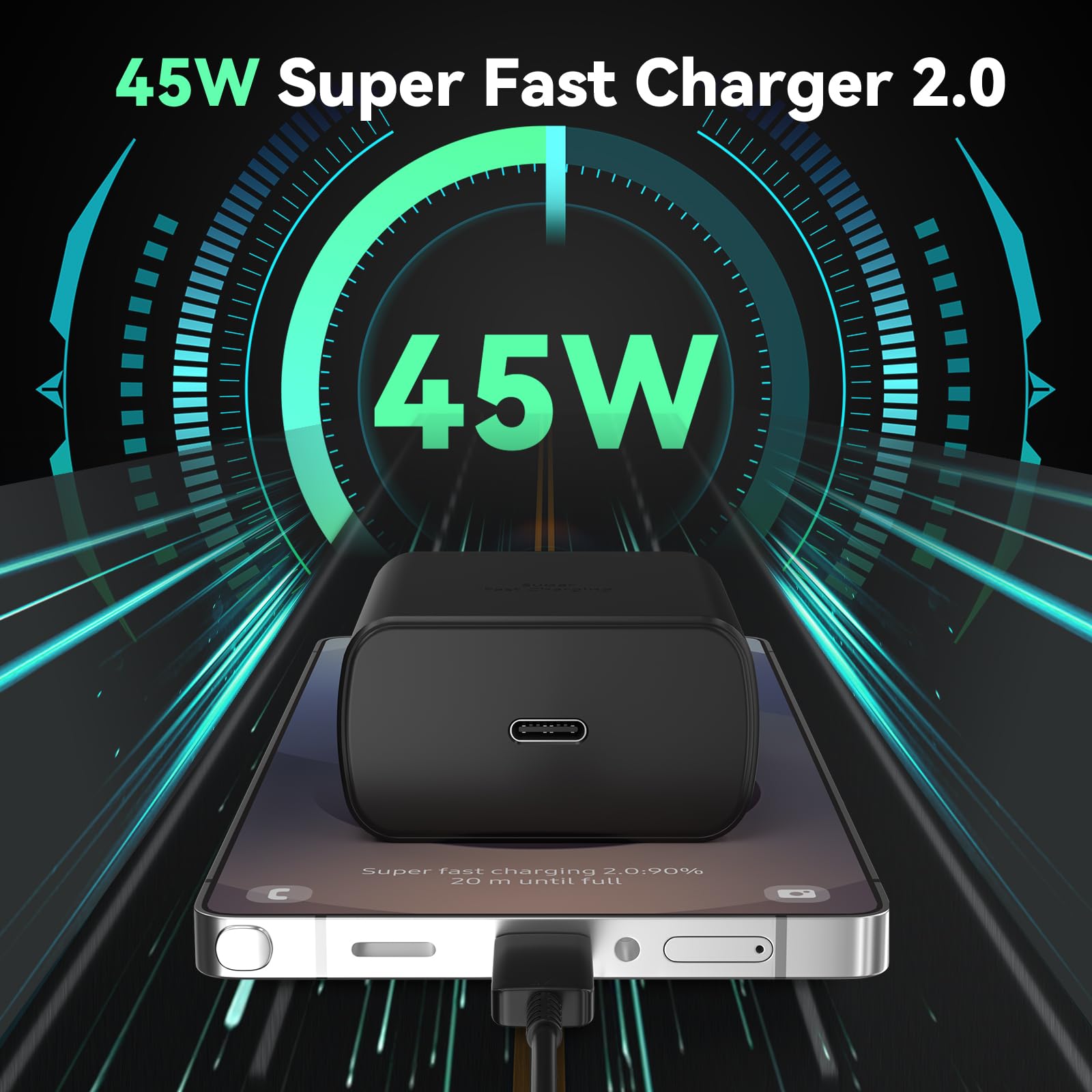 Foto 7 pulgar | Charger Ubearkk Cargador Superrápido Usb Tipo C De 45 W Para Samsung - Venta Internacional.