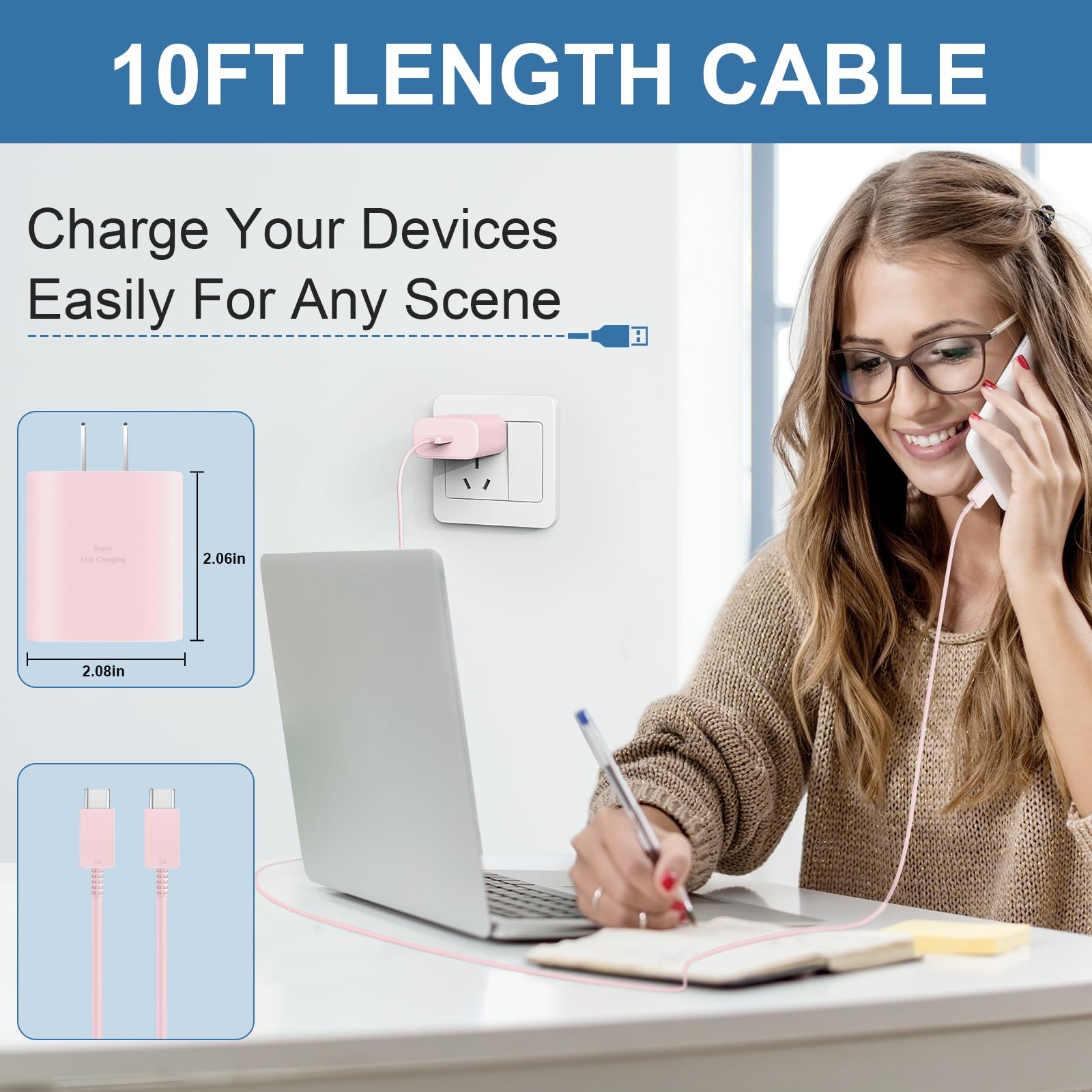 Foto 7 pulgar | Cargador Samsung Super Fast Type-c De 45 W Con Cable De 3 M Para Galaxy - Venta Internacional.