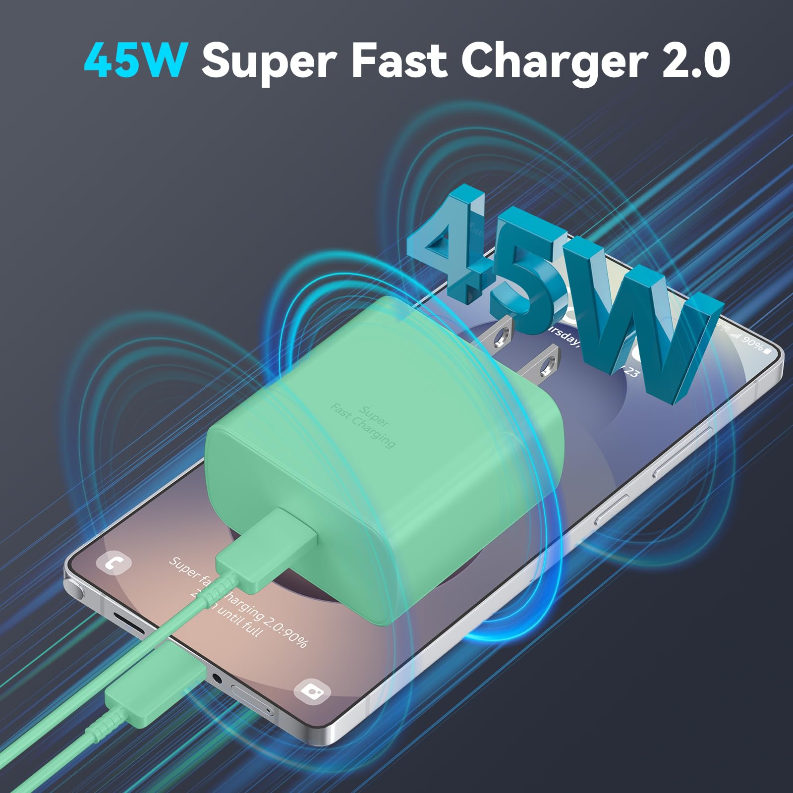 Foto 4 | Cargador Samsung Super Fast Tipo C De 45 W Con Cable De 2 M Para Android - Venta Internacional.