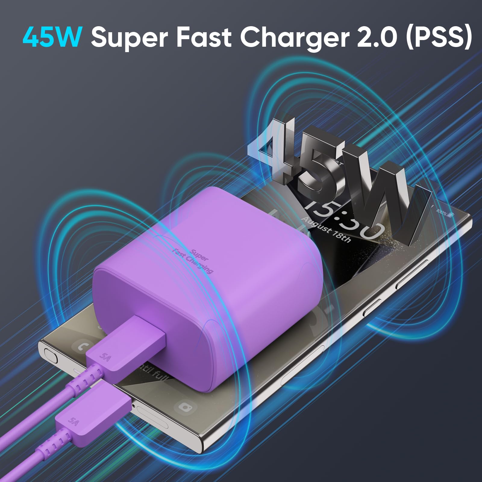 Foto 4 pulgar | Cable Usb Tipo C De Carga Superrápida Charger Ubearkk De 45 W, 8 Pies - Venta Internacional.