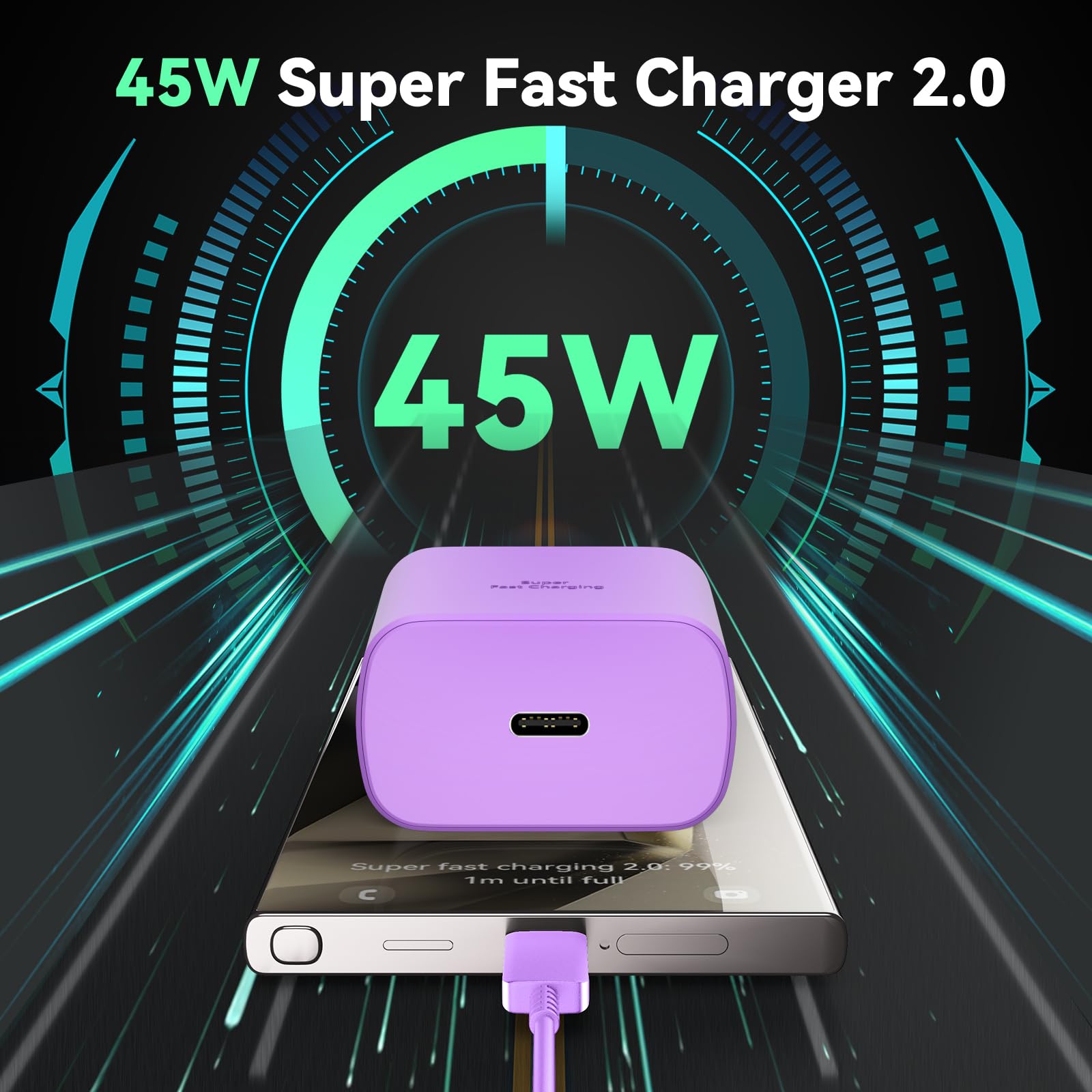 Foto 7 pulgar | Cable Usb Tipo C De Carga Superrápida Charger Ubearkk De 45 W, 8 Pies - Venta Internacional.