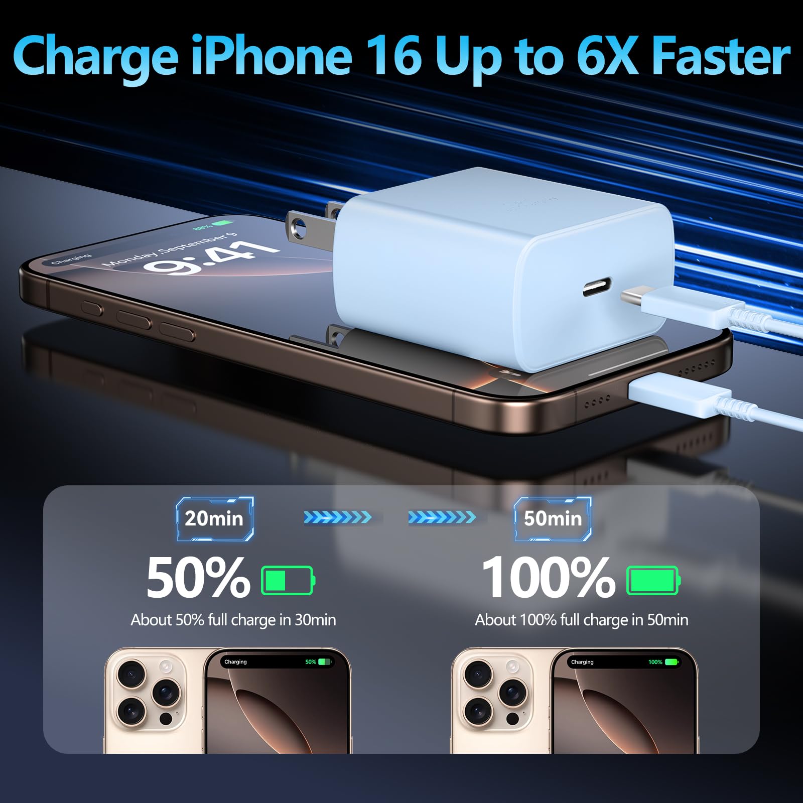 Foto 4 pulgar | Cargador Ubearkk De 45 W De Carga Superrápida Usb-c Para Teléfono 16 - Venta Internacional.
