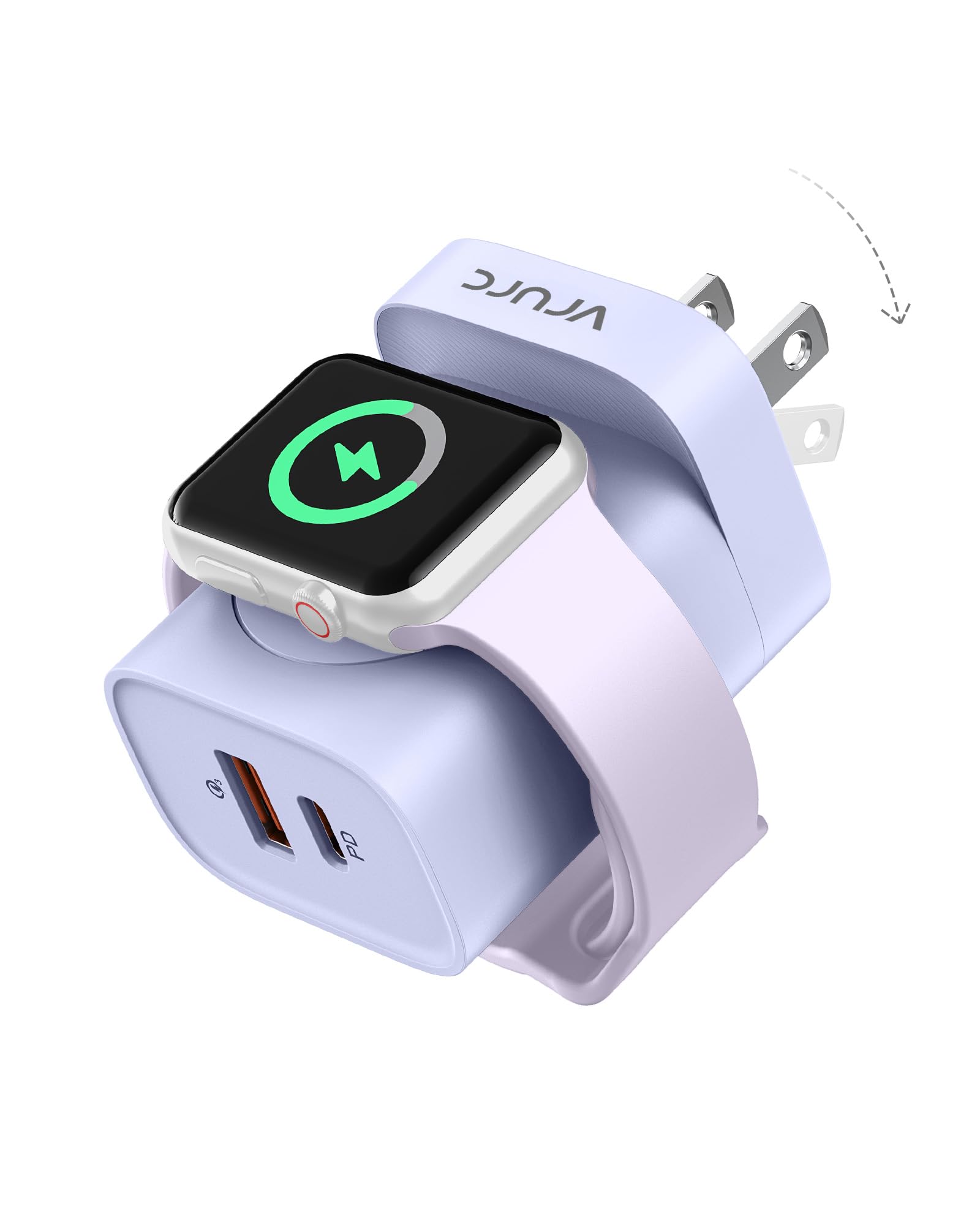 Foto 2 pulgar | Cargador Vrurc Para Apple Watch 20w Pd 3 En 1 Inalámbrico Morado - Venta Internacional.