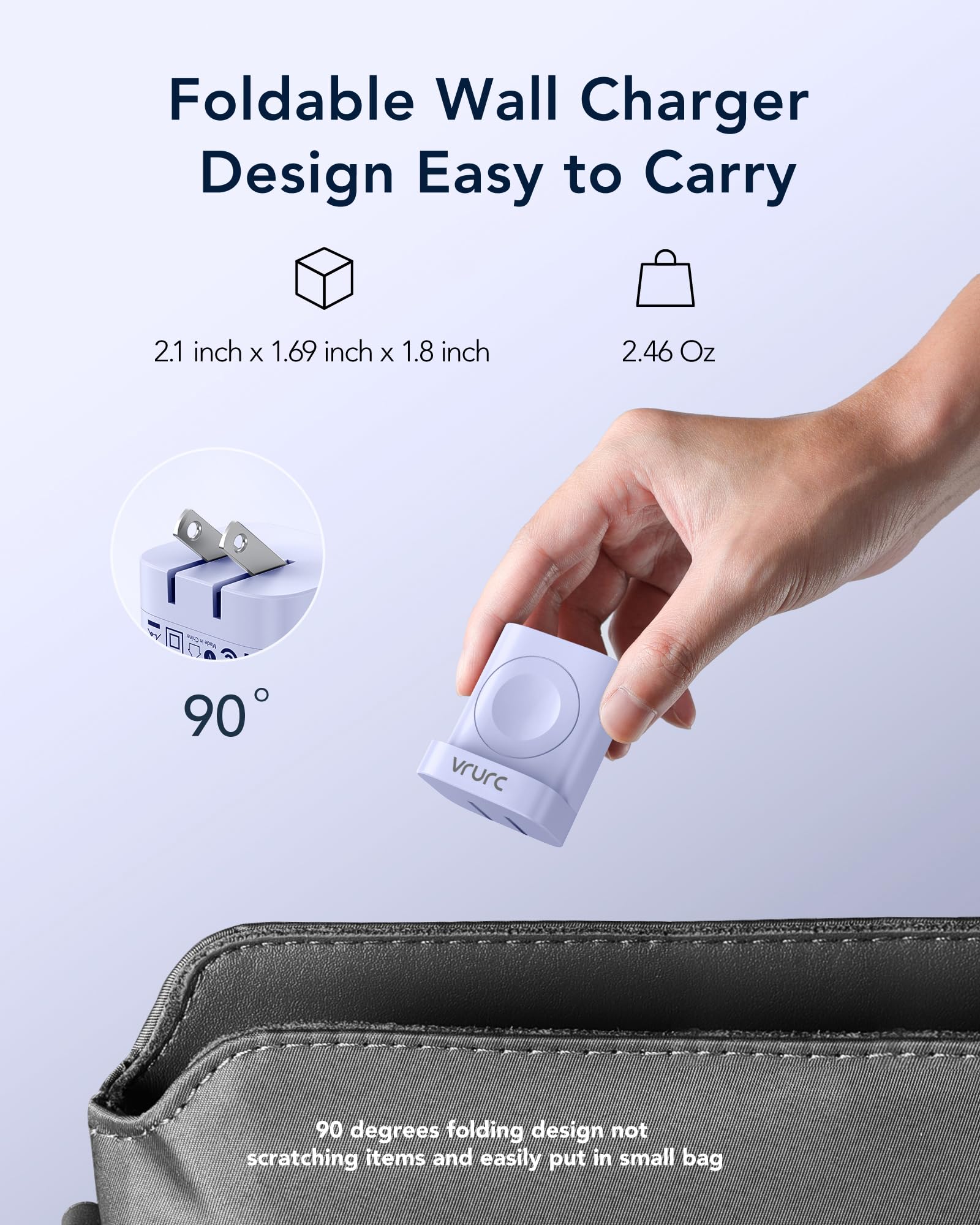 Foto 5 pulgar | Cargador Vrurc Para Apple Watch 20w Pd 3 En 1 Inalámbrico Morado - Venta Internacional.