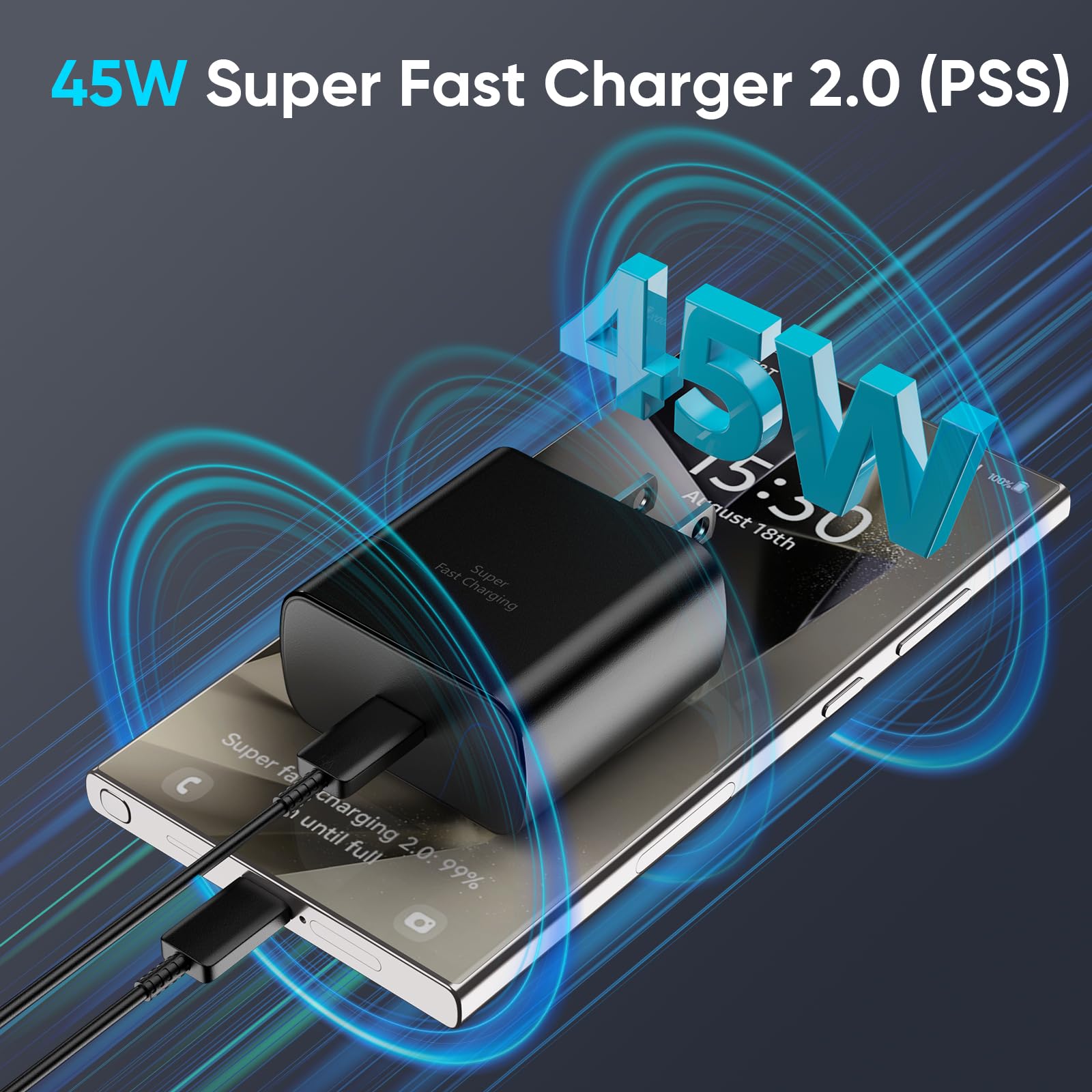 Foto 3 pulgar | Cargador Ubearkk Usb Tipo C Superrápido De 45 W Para Samsung Galaxy - Venta Internacional.