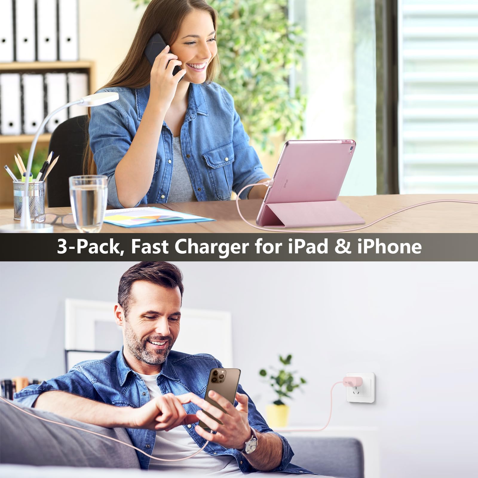 Foto 6 pulgar | Cargador Y Cable Usb-c Pd De 20 W Para Iphone 15 Pro Max, Color Rosa - Venta Internacional.