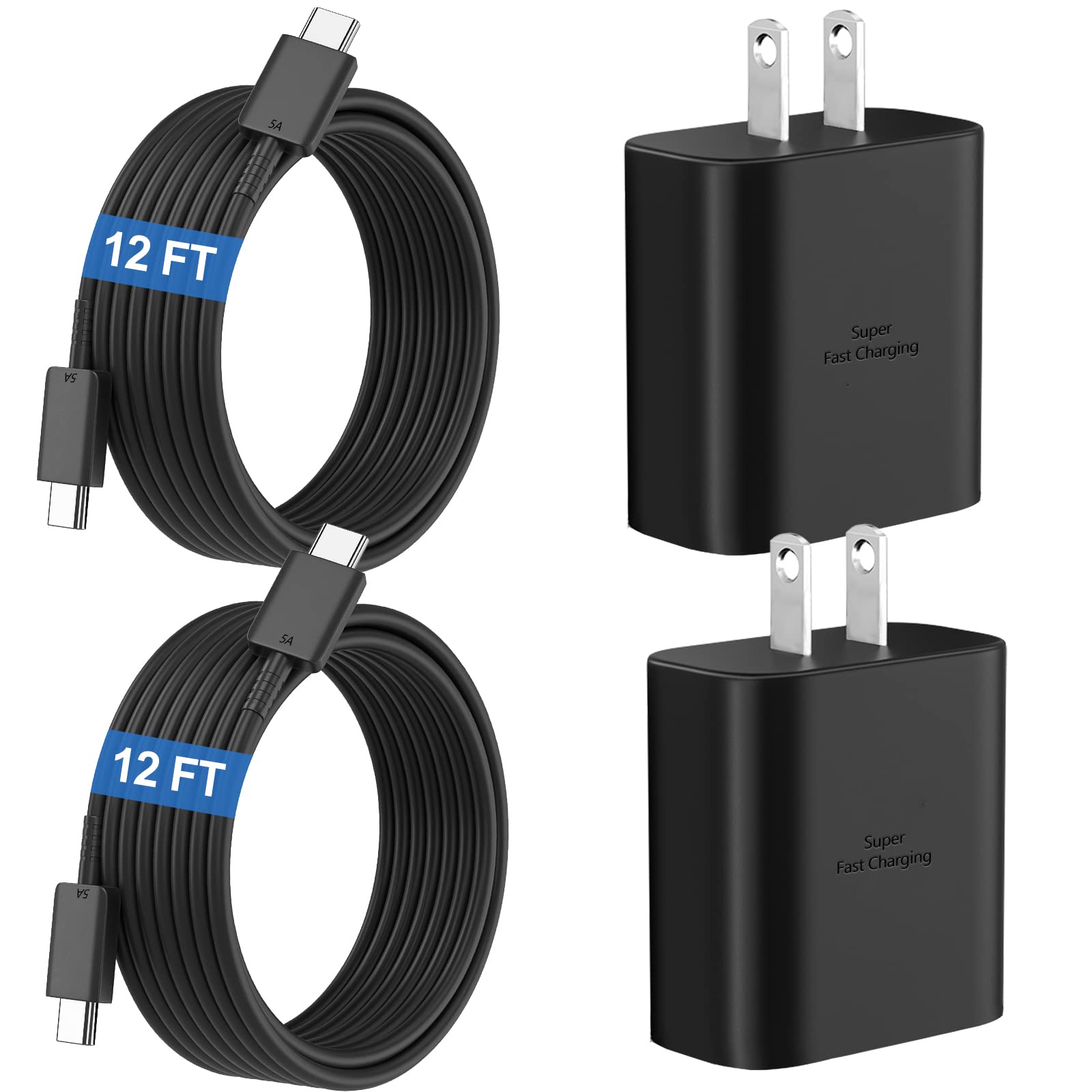 Foto 1 | Cargador Samsung Super Fast Usb C De 45 W Con Cable De 12 Pies Negro - Venta Internacional.
