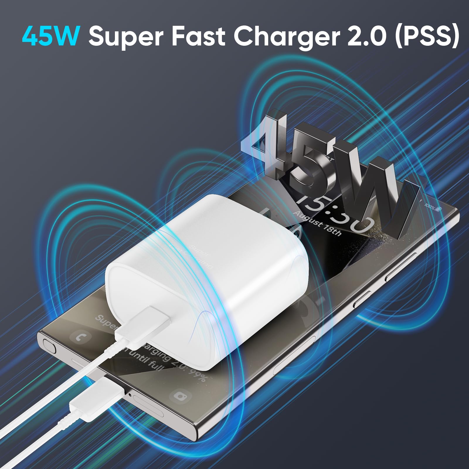 Foto 5 pulgar | Cargador Usb Tipo C De 45 W De Carga Superrápida Para Samsung - Venta Internacional.