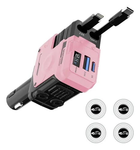 Cargador De Auto Coche Xtellar 120w Pd 4 En 1 Carga Retráctil