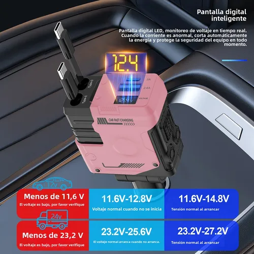 Foto 3 | Cargador De Auto Coche Xtellar 120w Pd 4 En 1 Carga Retráctil