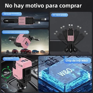 Foto 4 | Cargador De Auto Coche Xtellar 120w Pd 4 En 1 Carga Retráctil