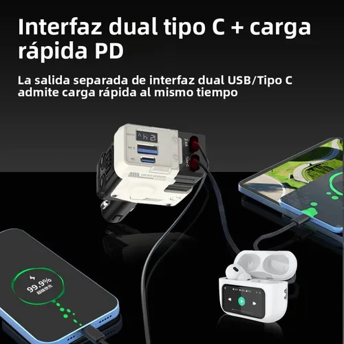 Foto 5 pulgar | Cargador De Auto Coche 120w Pd 4 En 1 Carga Retráctil