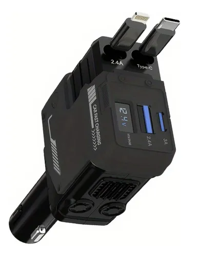 Foto 2 pulgar | Cargador De Auto Coche Xtellar 120w Pd 4 En 1 Carga Retráctil