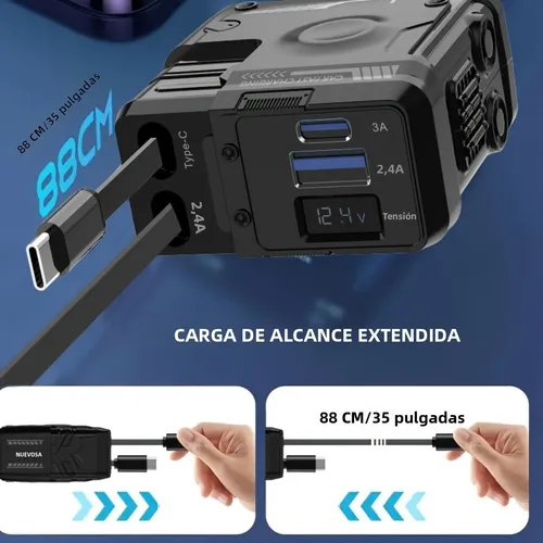 Foto 3 pulgar | Cargador De Auto Coche Xtellar 120w Pd 4 En 1 Carga Retráctil