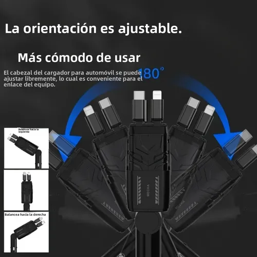 Foto 4 pulgar | Cargador De Auto Coche Xtellar 120w Pd 4 En 1 Carga Retráctil