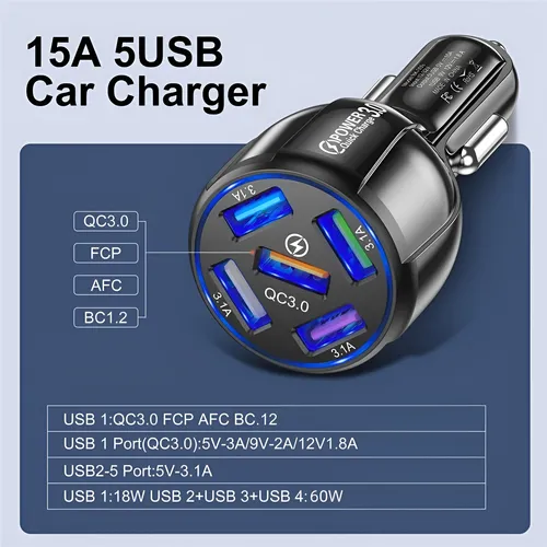 Foto 5 pulgar | Usb Cargador Xtellar Coche Qc 3.0 Carga Rápida Led Azul Adaptador