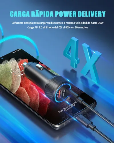 Foto 4 pulgar | Cargador Para Carro Cargador Xtellar Carro Auto 48w Rápida Cargador De Coche Vehículo Tipo C