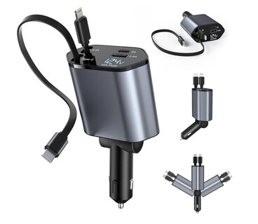 Foto 1 | 4 En 1 Cargador Xtellar Retráctil De Coche De Carga Rápida De 120w
