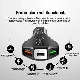 Foto 3 | Cargador para Auto con Carga Rápida USB y Tipo C – Ideal para iPhone, Samsung y Otros