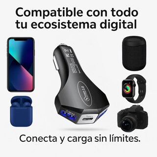 Foto 8 | Cargador para Auto con Carga Rápida USB y Tipo C – Ideal para iPhone, Samsung y Otros