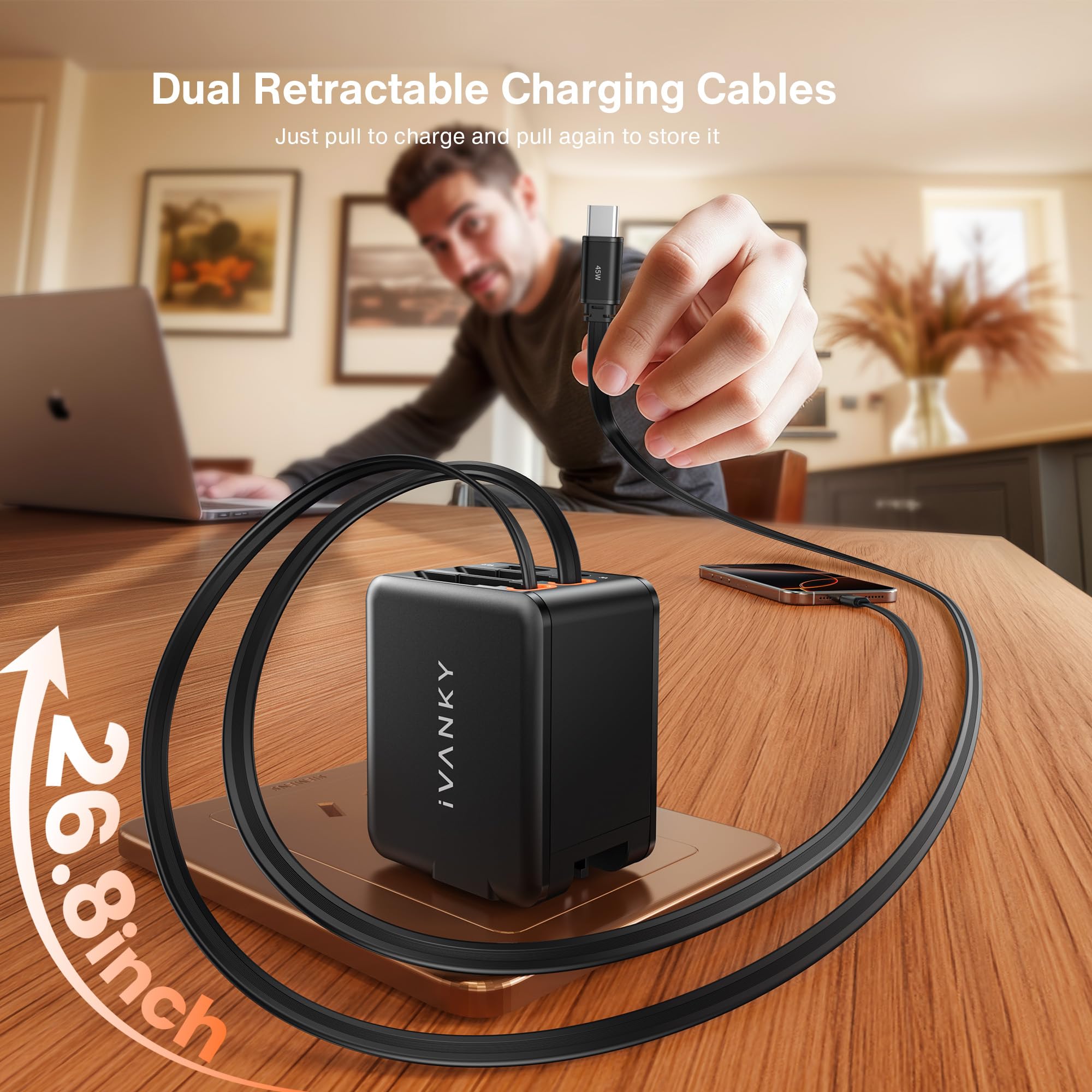 Foto 2 | Cargador Ivanky 4 En 1 Retráctil Gan 45w Más Pequeño Para Iphone - Venta Internacional.