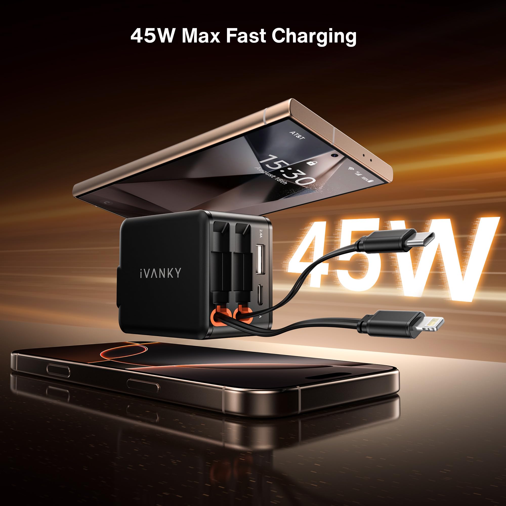 Foto 3 | Cargador Ivanky 4 En 1 Retráctil Gan 45w Más Pequeño Para Iphone - Venta Internacional.