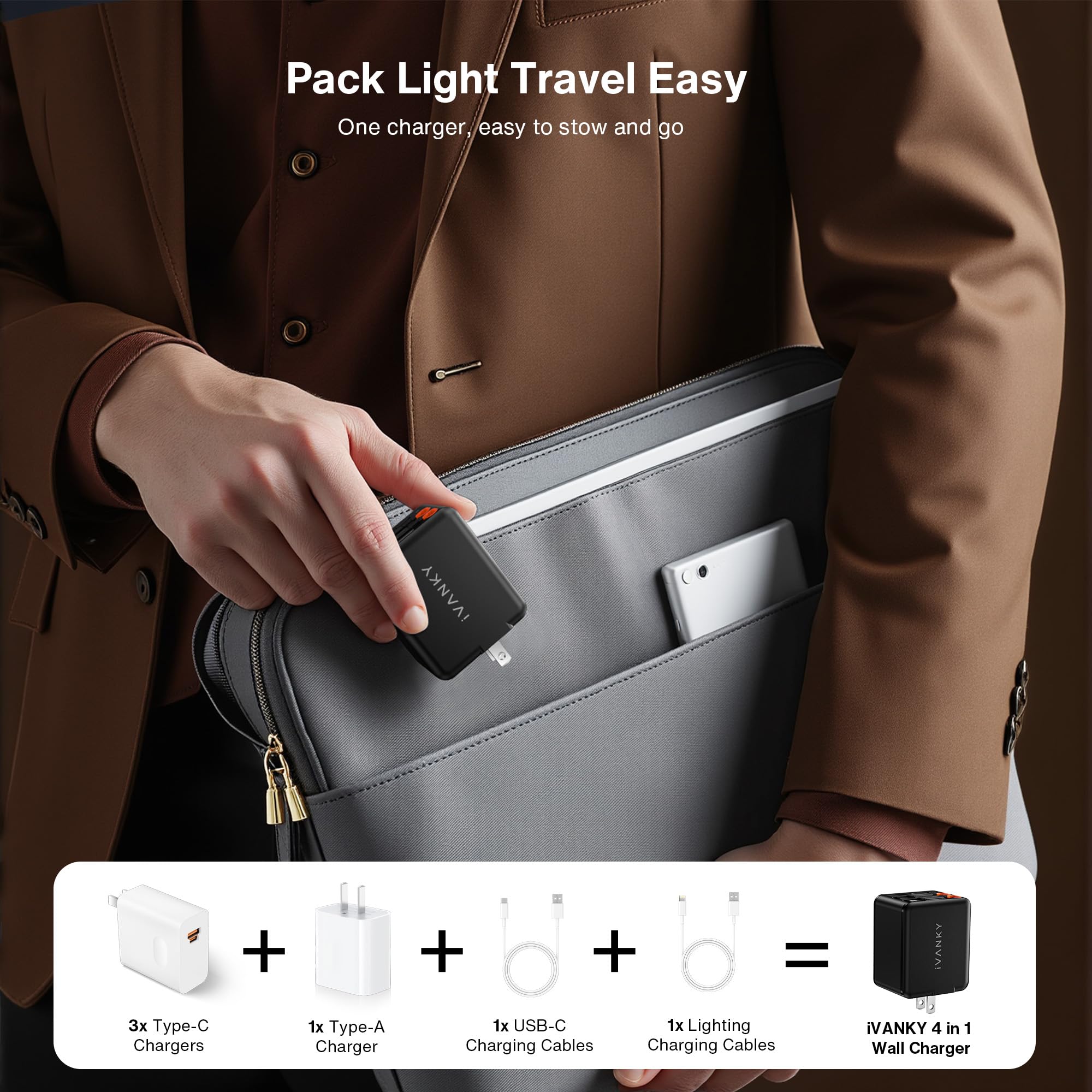Foto 5 | Cargador Ivanky 4 En 1 Retráctil Gan 45w Más Pequeño Para Iphone - Venta Internacional.