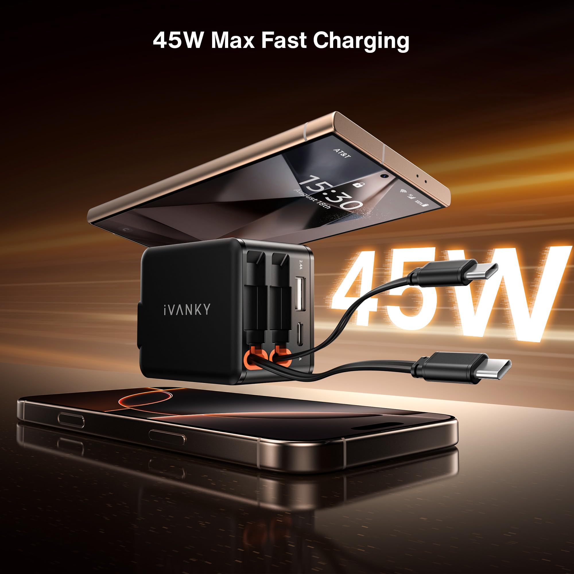 Foto 4 | Cargador De Pared Retráctil Ivanky De 84 W Con Cables Duales Usb-c 4 En 1 - Venta Internacional.