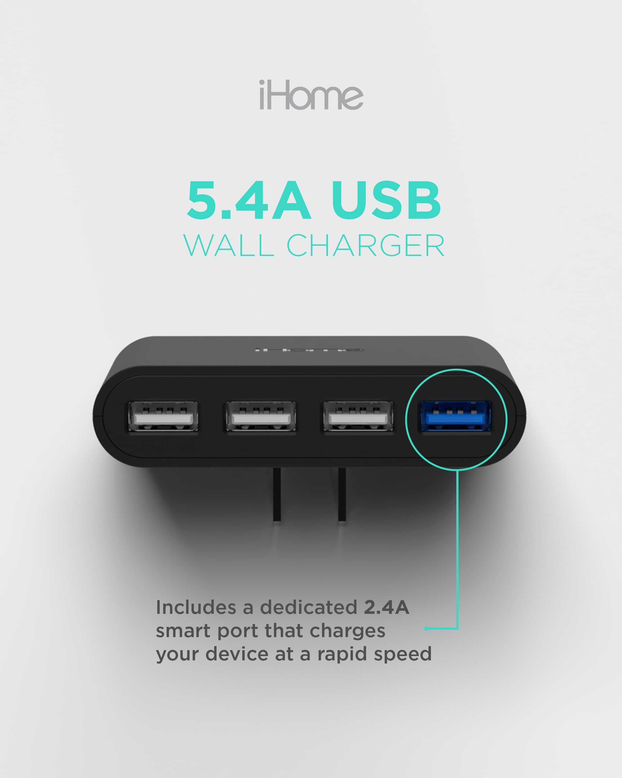 Foto 4 pulgar | Cargador De Pared Usb Ihome Slim Ac Pro Multipuerto De 4 Puertos - Venta Internacional.