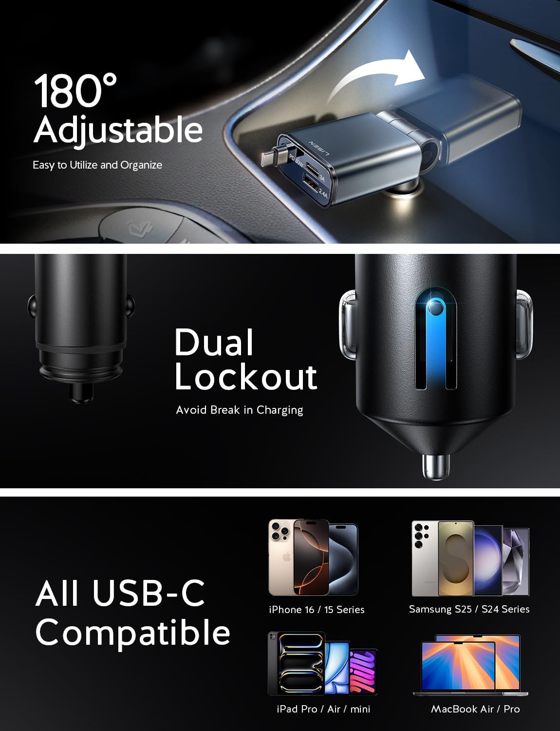 Foto 7 pulgar | Cargador De Coche Lisen Usb C De Carga Rápida De 57 W Para Iphone 16/15 - Venta Internacional.