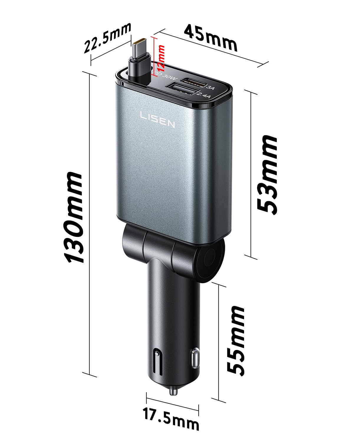 Foto 8 pulgar | Cargador De Coche Lisen Usb C De Carga Rápida De 57 W Para Iphone 16/15 - Venta Internacional.