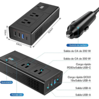 Foto 5 pulgar | Inversor De Corriente Para Auto 200w: Convierte Tu Coche En Una Estación De Energía Portátil