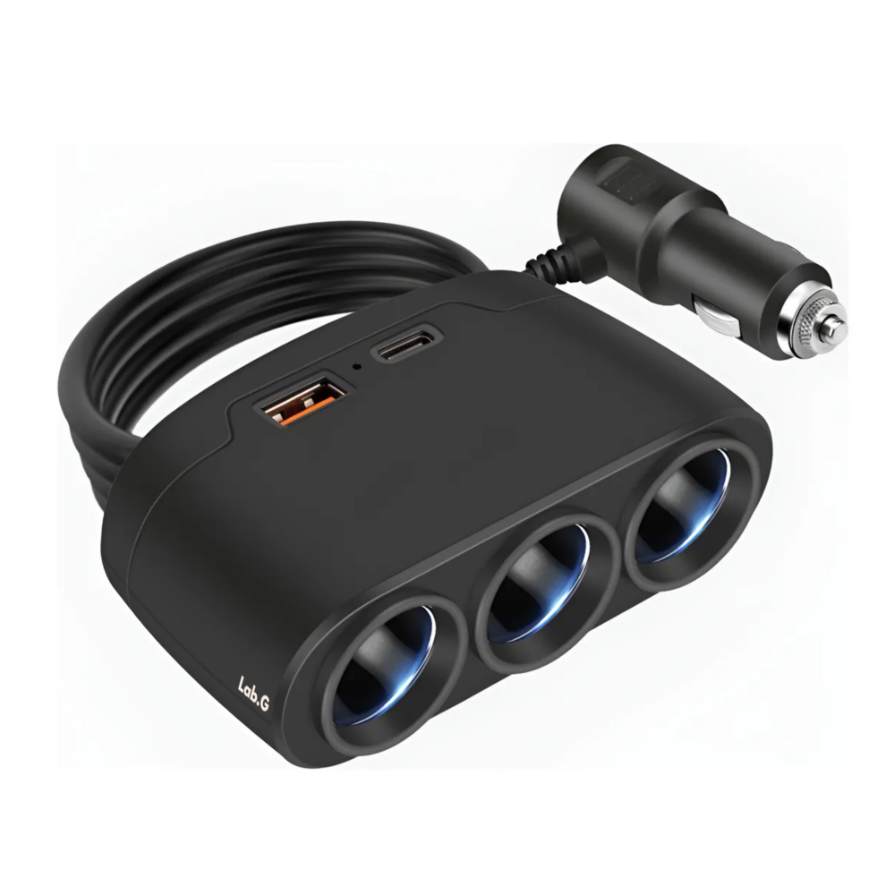 Foto 2 pulgar | 3 En 1 Adaptador Múltiples Puertos Usb Cargador De Coche Lab.g  Negro