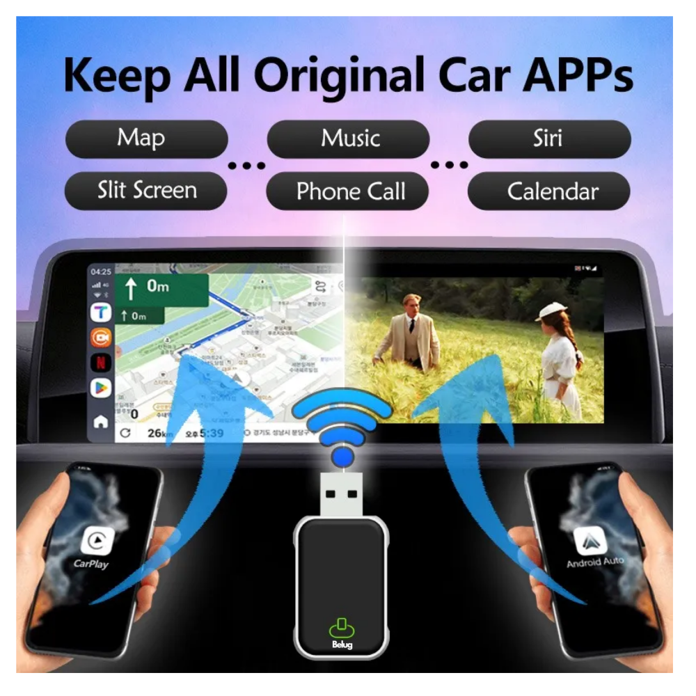 Foto 5 pulgar | Carplay Adaptador Inalámbrico Wireless Para Phone Y Android Belug  Negro