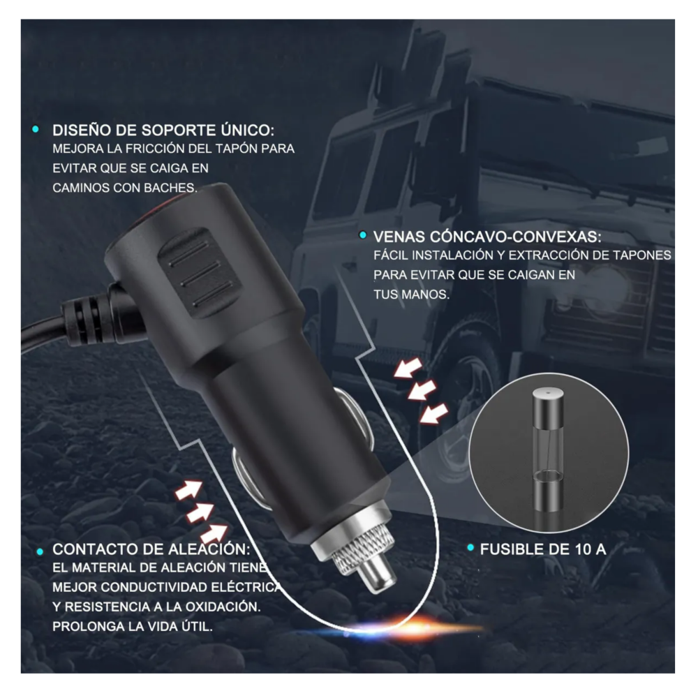 Foto 5 pulgar | 3 En 1 Adaptador Múltiples Puertos Usb Cargador De Coche Belug  Negro