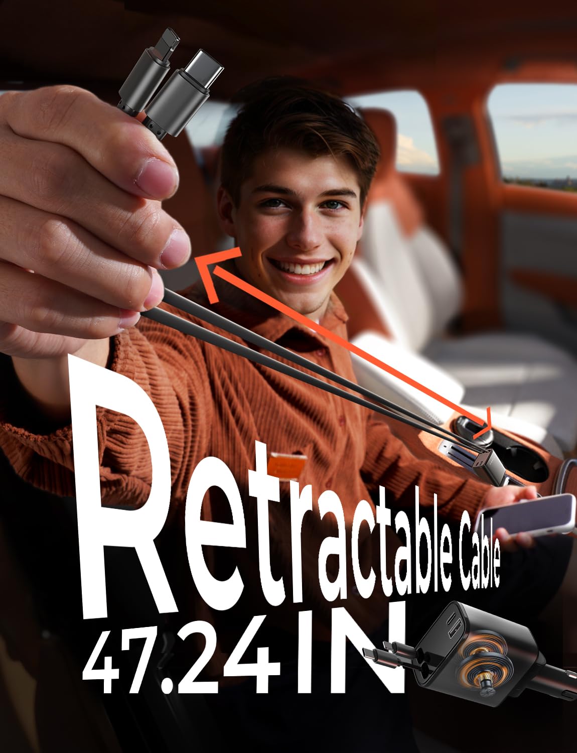Foto 3 pulgar | Cargador De Coche Lisen Retráctil 69w Usb-c Para Iphone 16 - Venta Internacional.